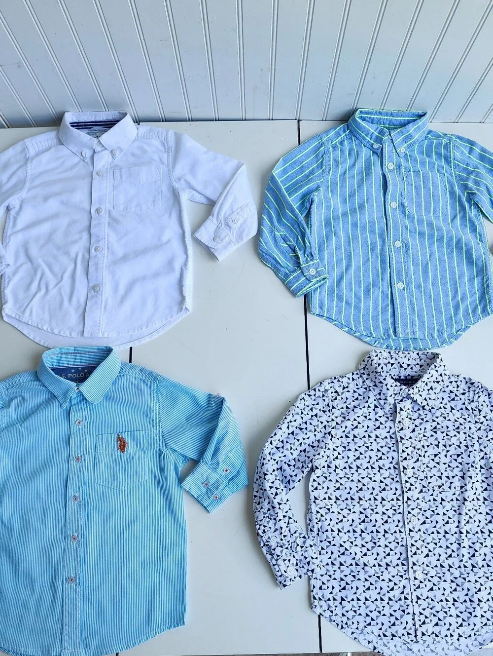 Lot Of 4 Boys Place Us Polo Assn Blue White Black Heao Aqua Button Toddler Sz 3T